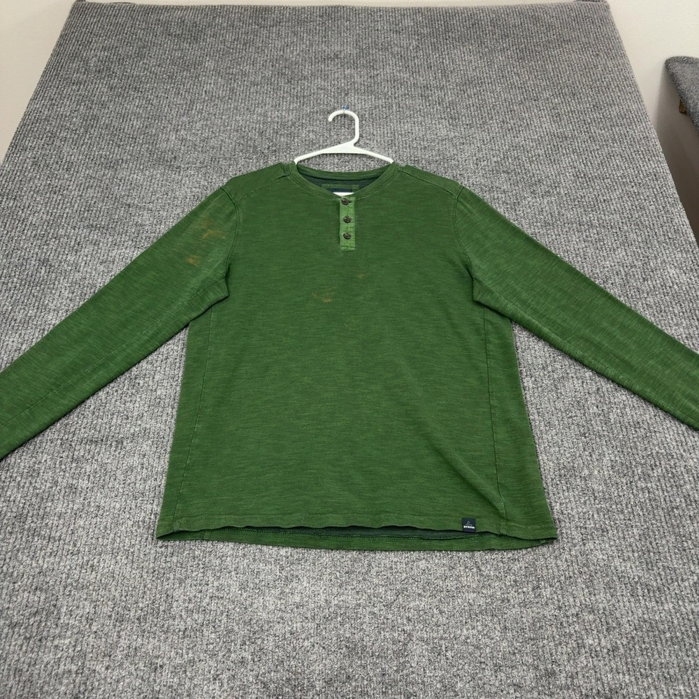 Prana Henley Mens S Green Cotton Henley Casual Outdoor Style